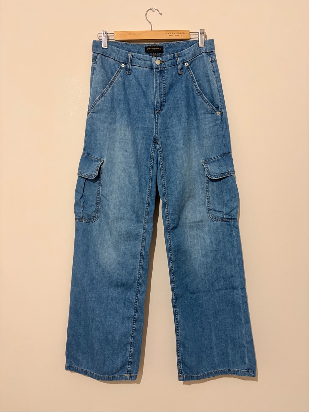 Banana Republic Light Blue Wide-Leg Cargo Jeans